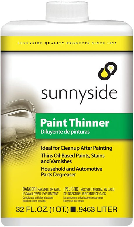 Sunnyside 30432 Paint Thinner, Liquid, Petroleum, Solvent, Clear, 1 qt Can