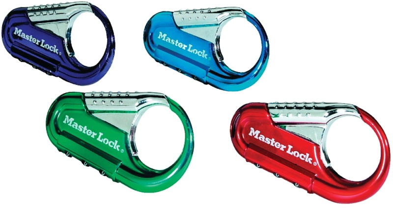 Master Lock 1548DCM Backpack Lock, Resettable Combination Key, 3/16 in Dia Shackle, 1/4 in H Shackle, Metal Shackle, Pack of 4