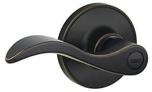 Schlage J Series J40SEV716 Privacy Lever, Mechanical Lock, Aged Bronze, Metal, Residential, 3 Grade, 7/8 in Housing Dia