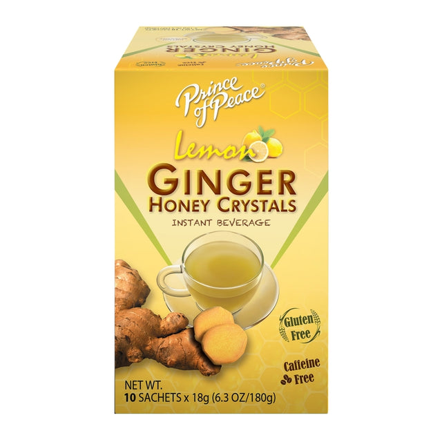 Prince of Peace Ginger Honey Crystals Lemon Tea Bags 10 pk, Pack of 6