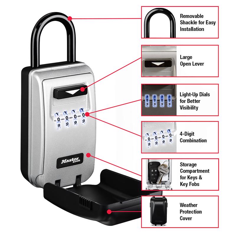 Master Lock 2.88 in. W Metal 4-Digit Combination Lock Box