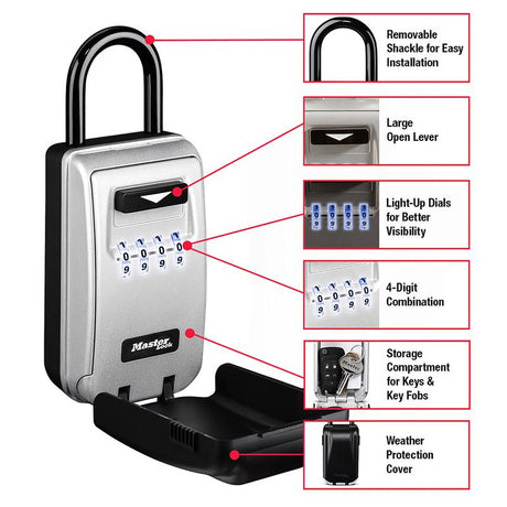 Master Lock 2.88 in. W Metal 4-Digit Combination Lock Box