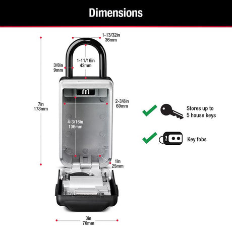 Master Lock 2.88 in. W Metal 4-Digit Combination Lock Box