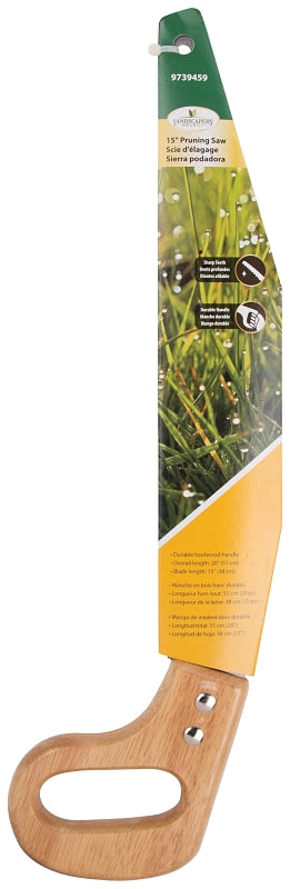 Landscapers Select C-835-15 Pruning Saw, 15 in Blade, Steel Blade, 5 TPI, Wood Handle, 20 in OAL