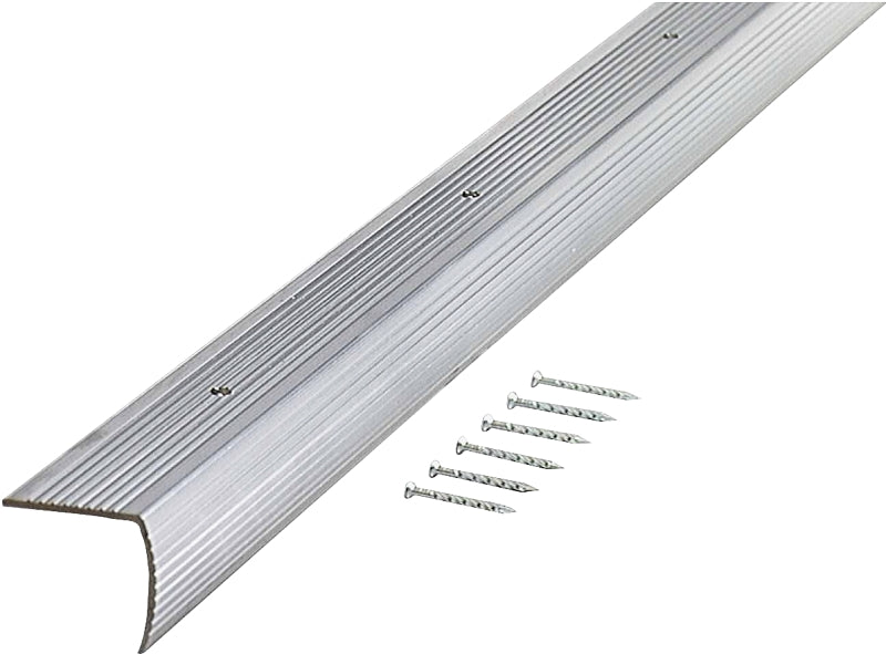 M-D 78022 Stair Edging, 36 in L, 1-1/8 in W, Aluminum, Silver