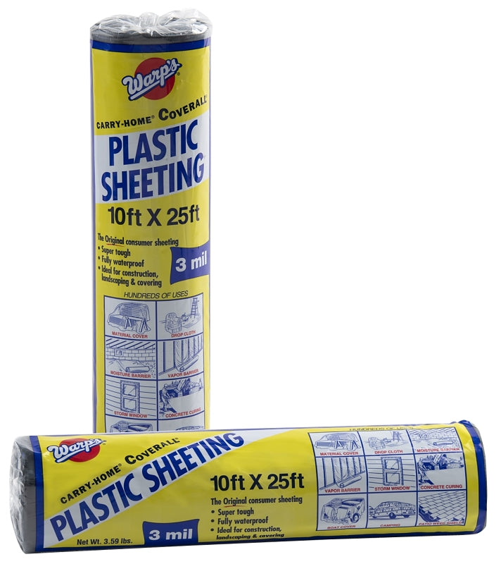 Carry-Home SP-3CH10-B Poly Film, 3 mil Thick, 25 ft L, 10 ft W, Black