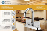 Boston Harbor PFN47850CP-LF Bar Sink Faucet, 1.8 gpm, 2-Faucet Handle, 3-Faucet Hole, Metal, Chrome, Deck Mounting