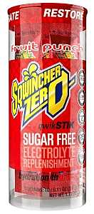 Sqwincher Qwik Stik ZERO Series 159060160 Drink Mix, Sugar-Free, Powder, Fruit Punch, 0.11 oz Stick, Pack of 12