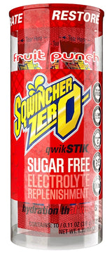 Sqwincher Qwik Stik ZERO Series 159060160 Drink Mix, Sugar-Free, Powder, Fruit Punch, 0.11 oz Stick, Pack of 12