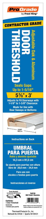 Frost King TAOC36A Sill Threshold, 36 in L, 5-5/8 in W, Aluminum