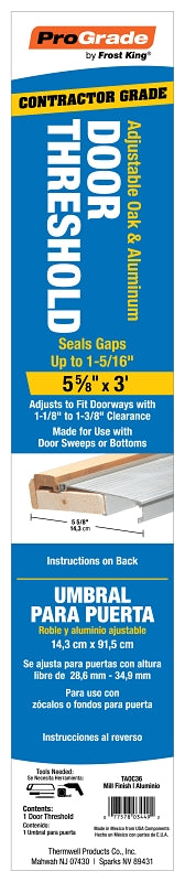 Frost King TAOC36A Sill Threshold, 36 in L, 5-5/8 in W, Aluminum