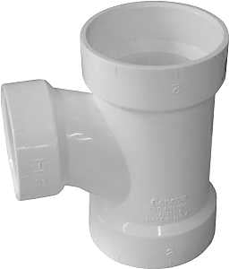 Canplas 192138P DWV Reducing Sanitary Tee, 4 x 1-1/2 in, Hub, PVC, SCH 40 Schedule