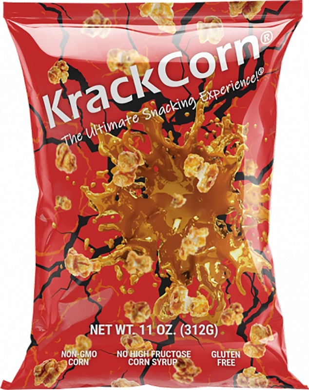 KrackCorn 860003389515 Popcorn, Caramel, Salt, Savory, Sweet, 11 oz Bag, Pack of 6