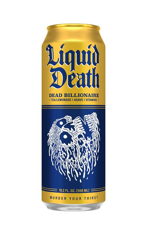Liquid Death 1700635 Iced Tea, Dead Billionaire, 19.2 oz Can, Pack of 12