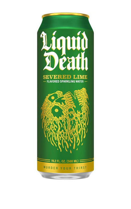 Liquid Death 1700222 Sparkling Water, Severed Lime, 19.2 oz Can, Pack of 24