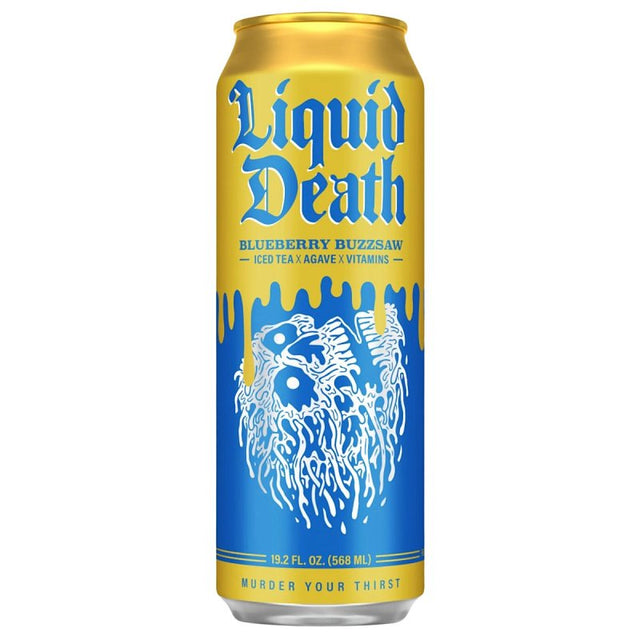 Liquid Death 1700068 Iced Tea, Blueberry Buzzsaw, 19.2 oz Can, Pack of 12