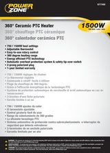 PowerZone PTC-156 Ceramic PTC Heater, 12.5 A, 120 V, 750 to 1500 W, 1500 W Heating, 2-Heating Stage, Black