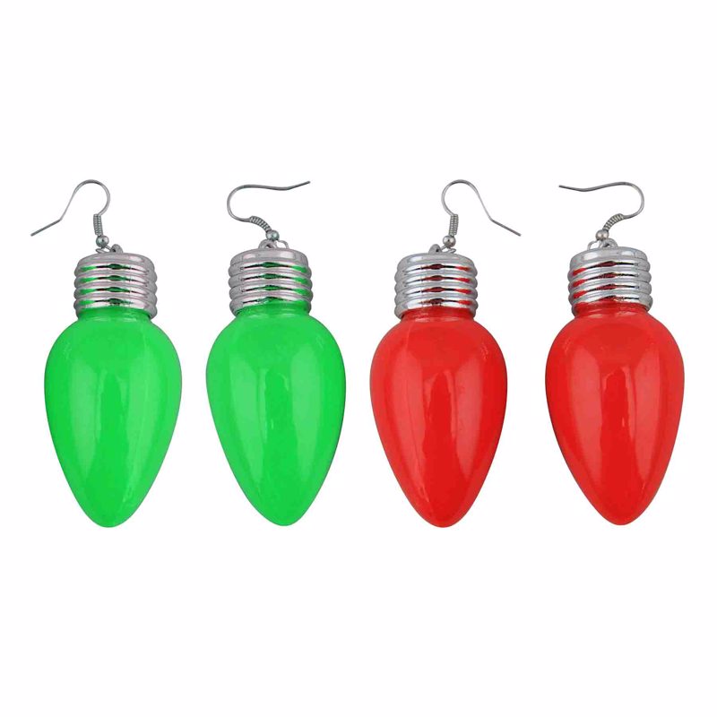 Magic Seasons Christmas Big Bulb Flashing Earrings Plastic 1 pk, Pack of 12