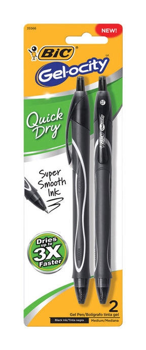 BIC Gel-ocity Black Retractable Gel Pen 2 pk, Pack of 6