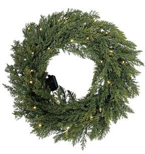 Santas Forest 35004 Cedar Wreath, Polyethylene, Battery, Clear Bulb, Hanging Hoop, Pack of 4