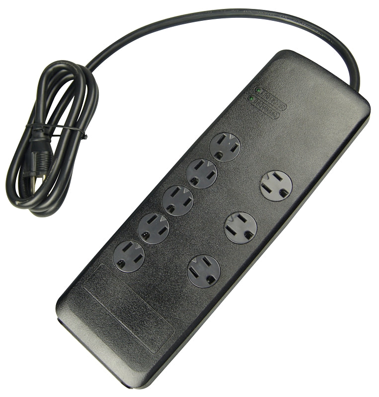 Woods 41618 Surge Protector, 120 VAC, 15 A, 8-Outlet, 3540 J Energy, Black