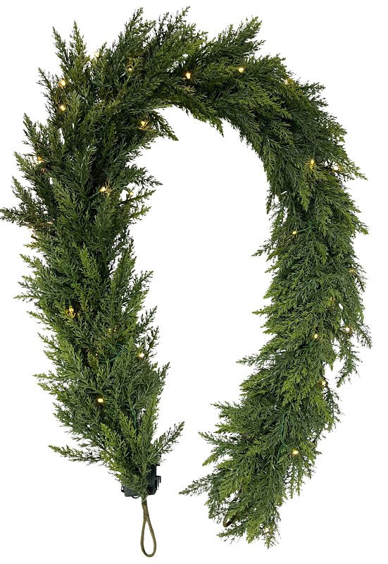 Santas Forest 35002 Cedar Garland Pre-Lit, 6 ft L, Pack of 6