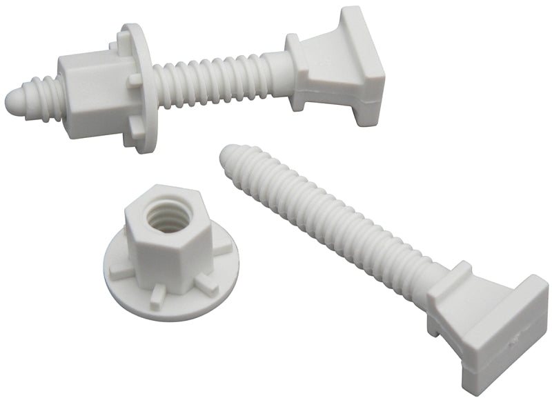 Plumb Pak PP835-19 Bolt Set, 5/16 in Dia x 2-3/8 in L Dimensions, Plastic