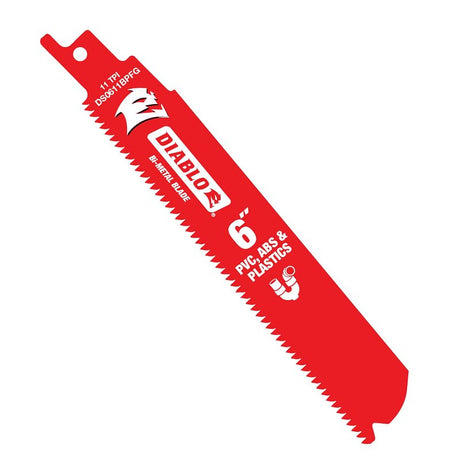 Diablo DS0611BPFG5 Reciprocating Saw Blade, 6 in L, 11 TPI, Bi-Metal Cutting Edge