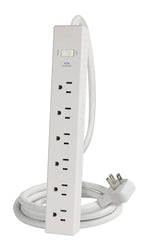 PowerZone OR802126 Surge Protector Power Strip, 125 V, 15 A, 6-Outlet, 1000 J Energy, White
