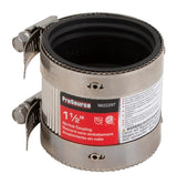 ProSource NHC-150 Coupling, 1-1/2 in, Cast Iron, Plastic and Steel Drain Pipes, Rubber/Stainless Steel
