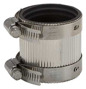 ProSource NHC-150 Coupling, 1-1/2 in, Cast Iron, Plastic and Steel Drain Pipes, Rubber/Stainless Steel