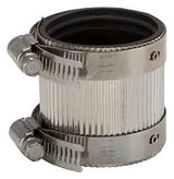 ProSource NHC-150 Coupling, 1-1/2 in, Cast Iron, Plastic and Steel Drain Pipes, Rubber/Stainless Steel