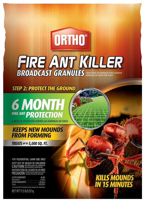 Ortho 0200310 Fire Ant Killer, Granular, Spreader Application, Residential Lawns, 11.5 lb Bag