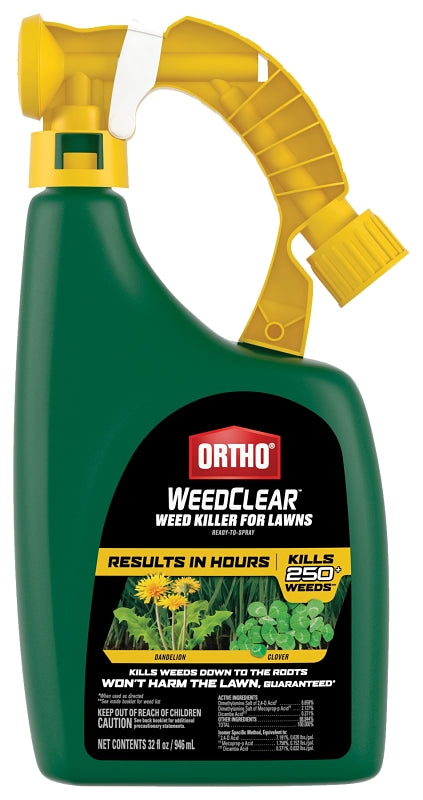 Ortho WeedClear 0204910 RTU Lawn Weed Killer, Liquid, Spray Application, 32 oz Bottle