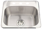 Kindred Steel Queen Series QSL1719-8-3N Bar/Prep Sink, 20 ga, 3-Deck Hole, 19-1/8 in OAW, 17 in OAH, Top, 1-Bowl
