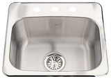 Kindred Steel Queen Series QSL1719-8-3N Bar/Prep Sink, 20 ga, 3-Deck Hole, 19-1/8 in OAW, 17 in OAH, Top, 1-Bowl
