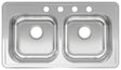Kindred RDLA3319-6-4CBN Kitchen Sink, 32-15/16 in OAW, 6 in OAD, 18-15/16 in OAH, Stainless Steel, 2-Bowl