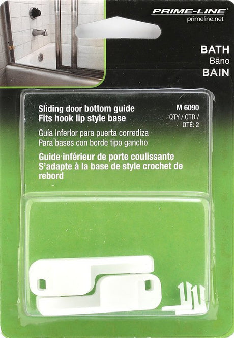 Prime-Line M 6090 Bottom Guide, Sliding, Plastic, White, For: Kinkead and Sterling Shower Doors