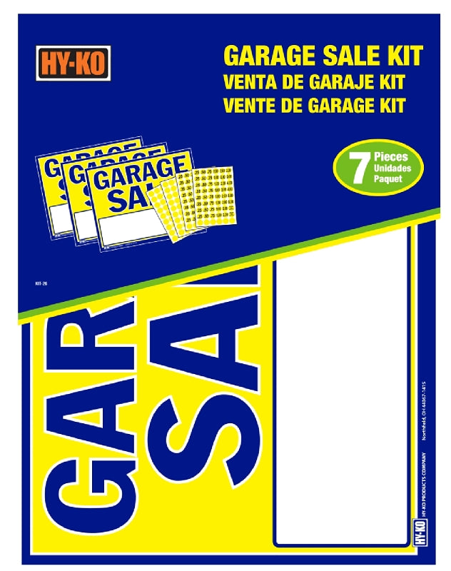 Hy-Ko KIT-26 Sign Kit, GARAGE SALE, Card Stock, 11 in H x 9-1/2 in W Dimensions