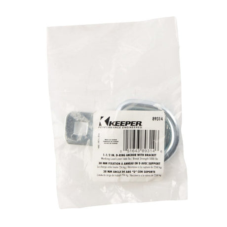 Keeper 89314-12C D-Ring with Bracket, Silver