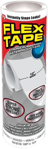Flex Tape TFSWHTR1210 Tape, 10 ft L, Rubber Backing, 12 in W