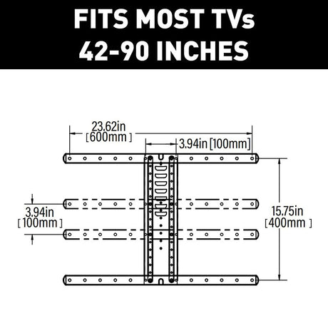Sanus LLF225 Full-Motion TV-Mount, Steel, Black, Wall, For: 42 to 90 in, Up to 120 lb TVs