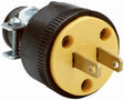 Legrand 111MCCC10 Electrical Connector, 2 -Pole, 15 A, 125 V, Male, NEMA: NEMA 1-15P, Black