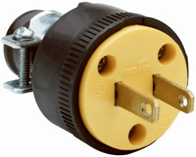 Legrand 111MCCC10 Electrical Connector, 2 -Pole, 15 A, 125 V, Male, NEMA: NEMA 1-15P, Black
