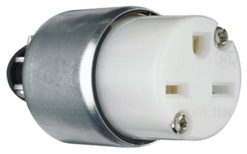 Legrand PS615CACC20 Armored Connector, 2 -Pole, 15 A, 250 V, NEMA: NEMA 6-15R, White