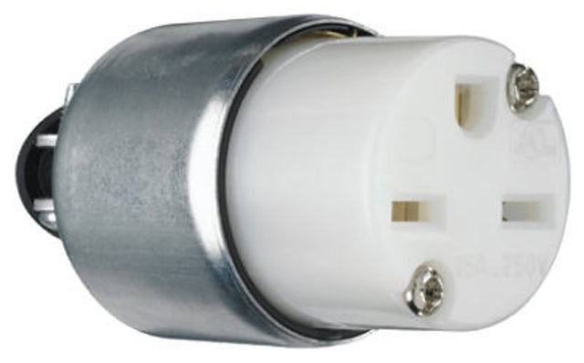 Legrand PS615CACC20 Armored Connector, 2 -Pole, 15 A, 250 V, NEMA: NEMA 6-15R, White