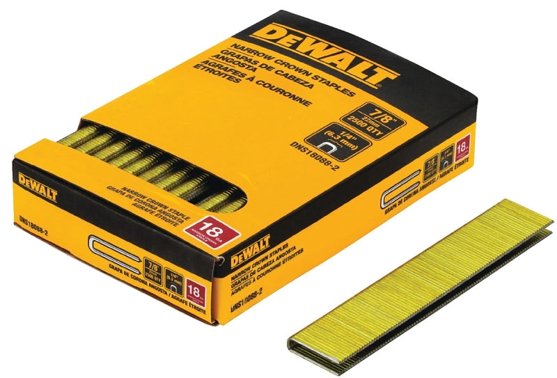 DEWALT DNS18088-2 Crown Staple, 1/4 in W Crown, 7/8 in L Leg, 18, Steel