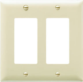 Legrand TradeMaster TP262ICC30 Switch Wallplate, 4-11/16 in L, 4-3/4 in W, 2 -Gang, Nylon, Ivory, Matte