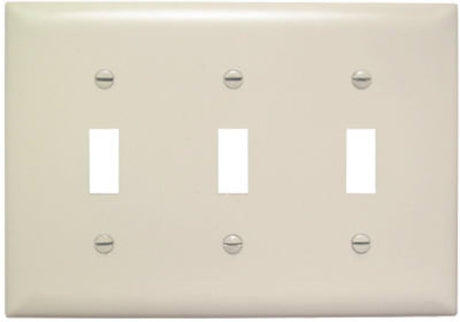 Legrand TradeMaster TP TP3LACC12 Wallplate, 4.6875 in L, 6.563 in W, 3 -Gang, Plastic, Light Almond