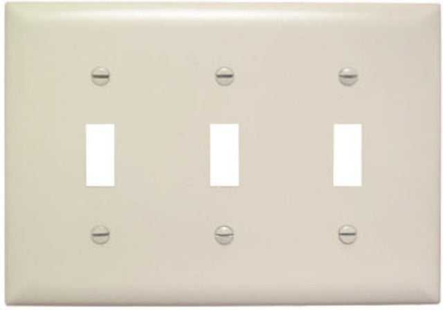 Legrand TradeMaster TP TP3LACC12 Wallplate, 4.6875 in L, 6.563 in W, 3 -Gang, Plastic, Light Almond